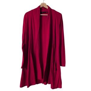 FOIL New Zealand 100% Merino Wool Sweater Women's Large Red Cardigan Longline